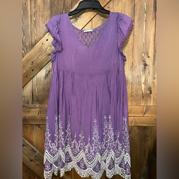 Altard State Peasant Dress Purple Cap Sleeve Knee Length Size M - Picture 1 of 7